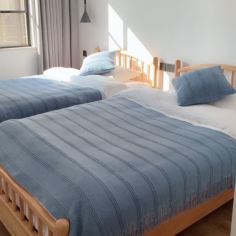 北欧地中海清新雾霾蓝麻花午睡毯沙发毯盖毯样板房床尾毯+抱枕套|ruв категории постельные принадлежности, досуг одеяло/одеяло/одеяло - от Buy2taobao.com для оказания профессиональной услуги покупки агента Taobao
