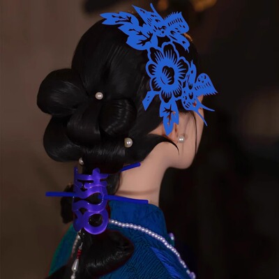 新中式复古娘头饰结婚蓝色