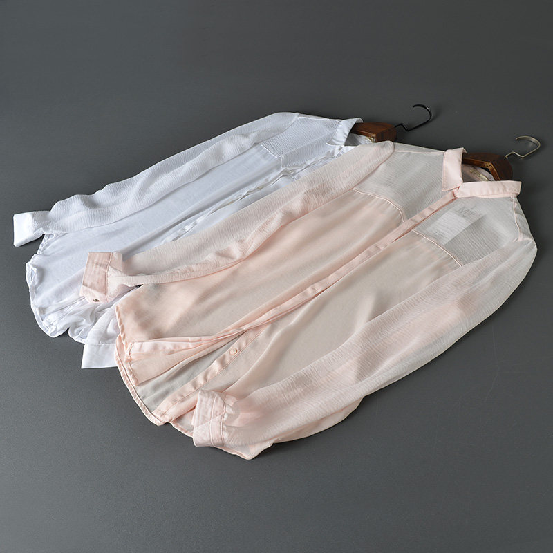 柜子女装 夏天雪纺衬衫女 韩版小翻领百搭洋气防晒透气长袖上衣|ruв категории Женская одежда, рубашка - от Buy2taobao.com для оказания профессиональной услуги покупки агента Taobao