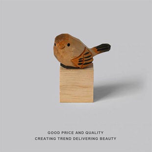 无聊了！养只麻雀！山雀木雕可爱实木桌面摆件小鸟装饰生日礼物