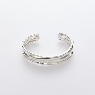 Bracelet925纯银水波纹手镯 Apt702 Cuff 小号 Pleated 小众银饰