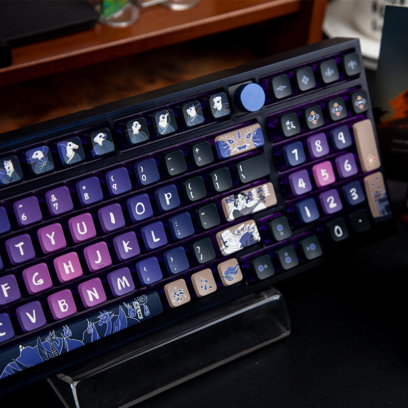 PUDDING DEMON TAN LU PURPLE TRANSPARENT SMALL FULL SET OF KEYCAPS ASA HEIGHT 120 KEYS ORIGINAL DESIGN MECHANICAL KEYBOARD KEYCAPS