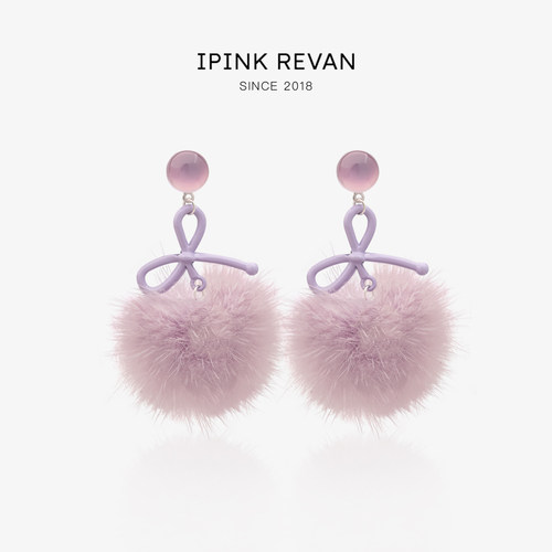 IPINK原创可爱毛绒耳环耳夹