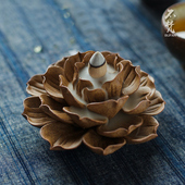 不梵 手工禅意莲花香插檀香藏香线香倒流香创意香盘粗陶供佛香器