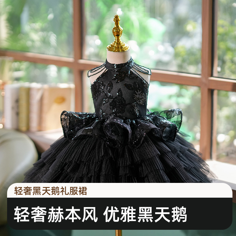 女童晚礼服公主裙赫本风轻奢小众