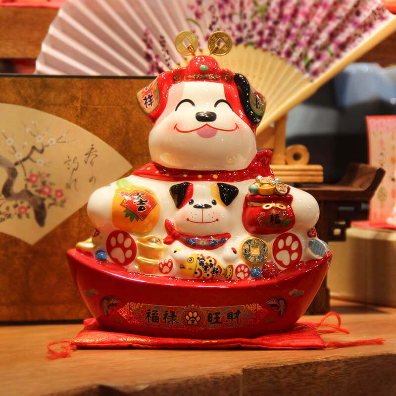 卡通狗摆件创意家居存钱罐客厅桌面装饰品镇宅狗年招财吉祥物礼品