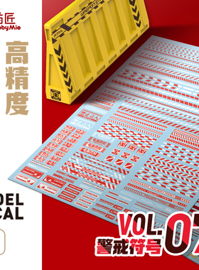 喵匠高精度水贴VOL7安全警示条水贴 高达军模型水转印贴纸 荧光色