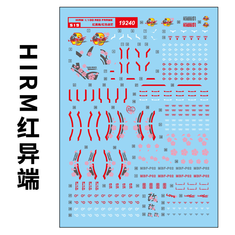 高达红异端模型水贴纸中环骨架
