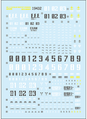 中环 苍蓝宿命蓝色命运水贴HG1/1441 2 3号机水贴纸模型贴纸19432