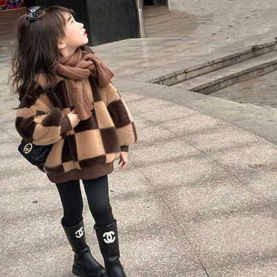 女童加绒加厚卫衣2025新款儿童绒衫秋冬洋气女孩羊羔绒保暖上衣