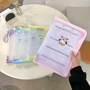 可爱马卡龙糖果色高颜值文件袋手提文件夹A4拉链试卷笔记本收纳袋