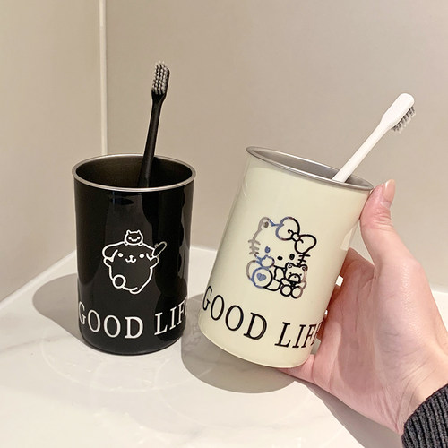 丸子侦探不锈钢情侣刷牙漱口杯