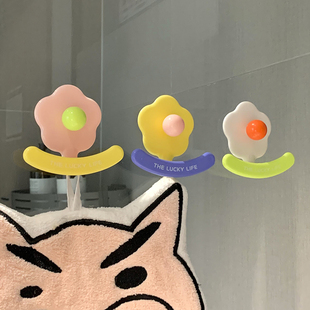 创意花朵挂钩可爱浴室强力粘胶门后免打孔厨房擦手巾挂钩无痕粘钩