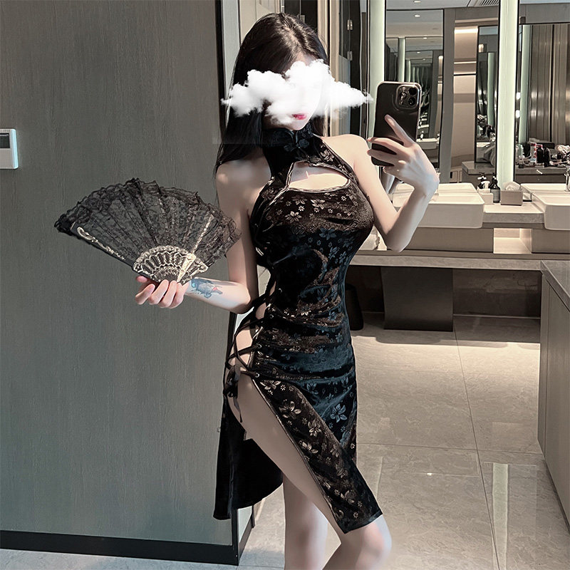 性感睡衣旗袍诱惑流苏连衣裙长款衣服纯欲绑带qqny内衣加厚服装