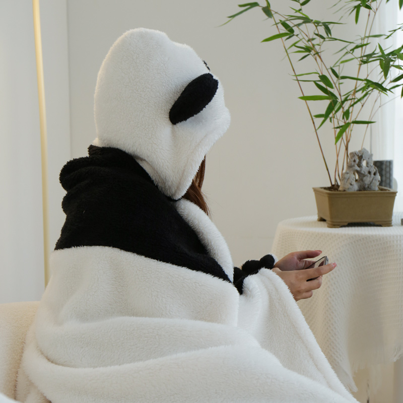 呼呼熊北羔绒午睡披肩小毛毯