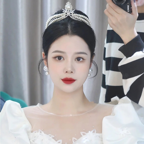 皇冠王冠合金水钻仿珍珠日韩超仙