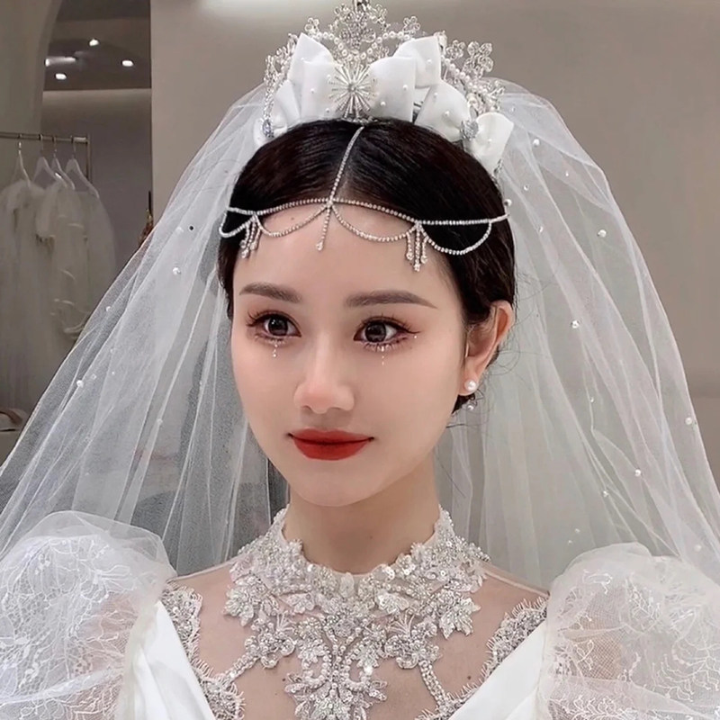 皇冠王冠合金水钻布艺日韩超仙美