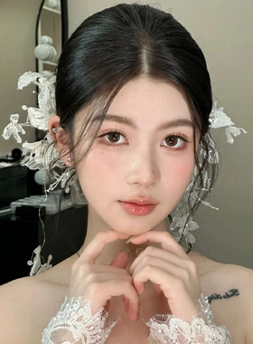 新娘羽毛蕾丝水晶头饰发夹
