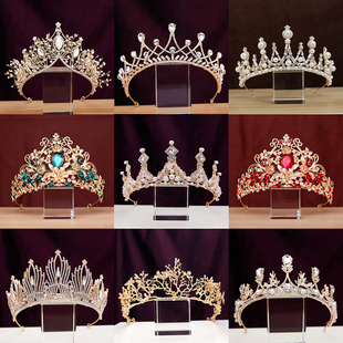 大气皇冠头饰金色巴洛克女王冠发饰结婚纱礼服生日礼物成年礼发箍