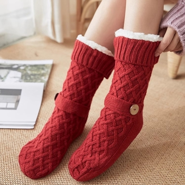 超厚加绒保暖地板袜女秋冬季睡觉暖脚袜子冬天居家防滑毛绒护脚套