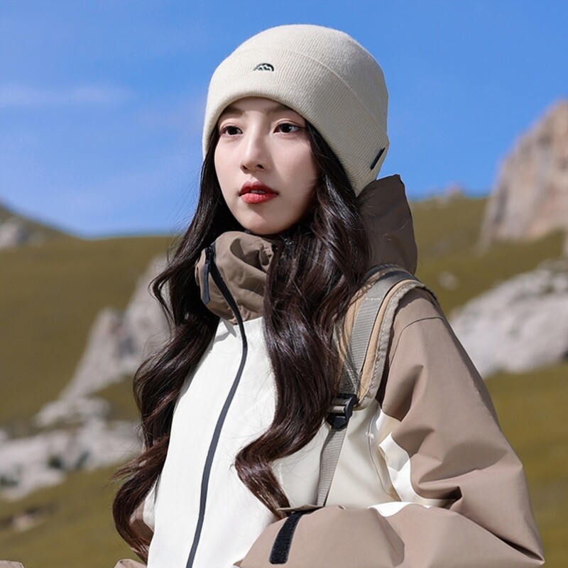 登山冷帽女士2025新款秋毛线针织帽大头围显脸小川西旅游包头帽子