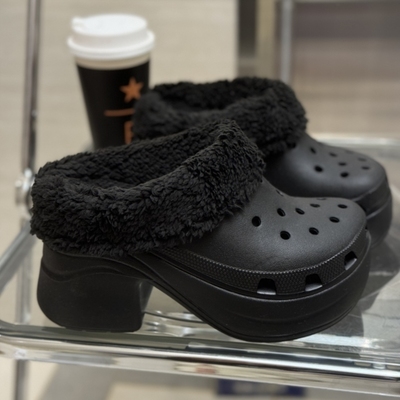 适配人鱼洞洞鞋加厚毛绒内胆加绒后跟带冬季可拆卸保暖内胆后跟带