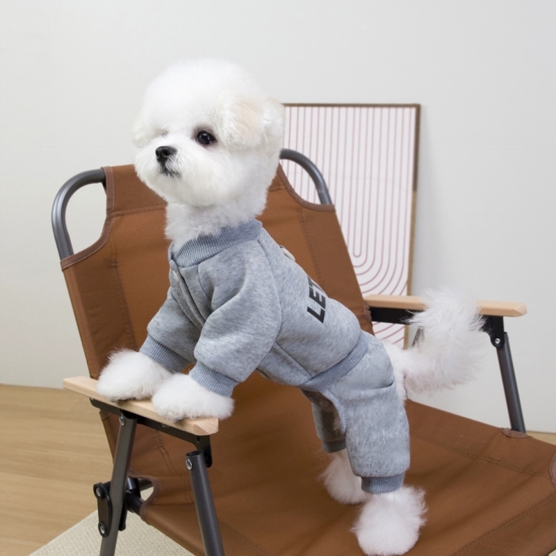 狗狗衣服四脚秋冬季比熊泰迪小型犬加绒动感卫衣可牵引宠物服装冬