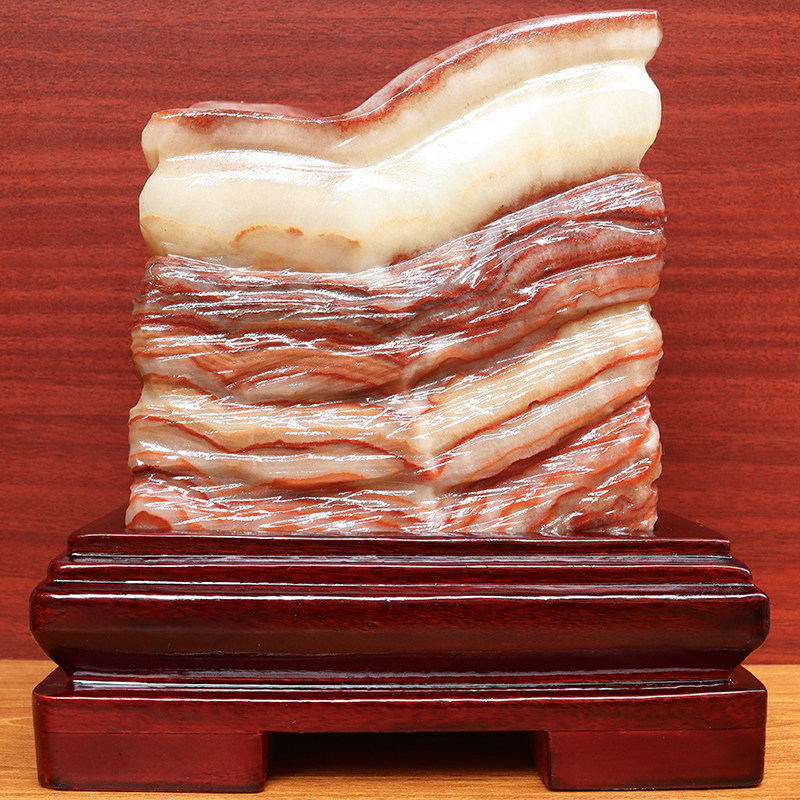 天然石材奇石摆件猪肉石五花肉装饰雕刻石19*20*11cm6389g摆件