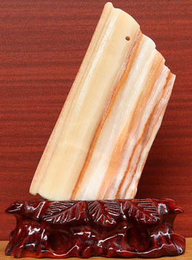 天然石材奇石摆件猪肉石五花肉桌面装饰雕刻石16*24*2cm1033g摆件