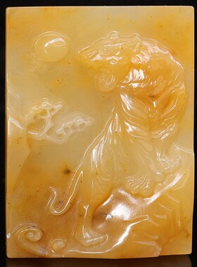 天然玉石挂件52*39*9mm34g桂林鸡血玉石贵妃料黑底红男士虎啸