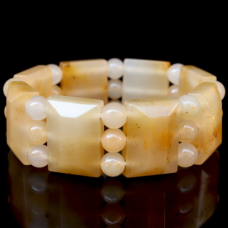 天然玉石手链 桂林鸡血玉石上朗玉化手串把玩饰品25*18*9mm 81g