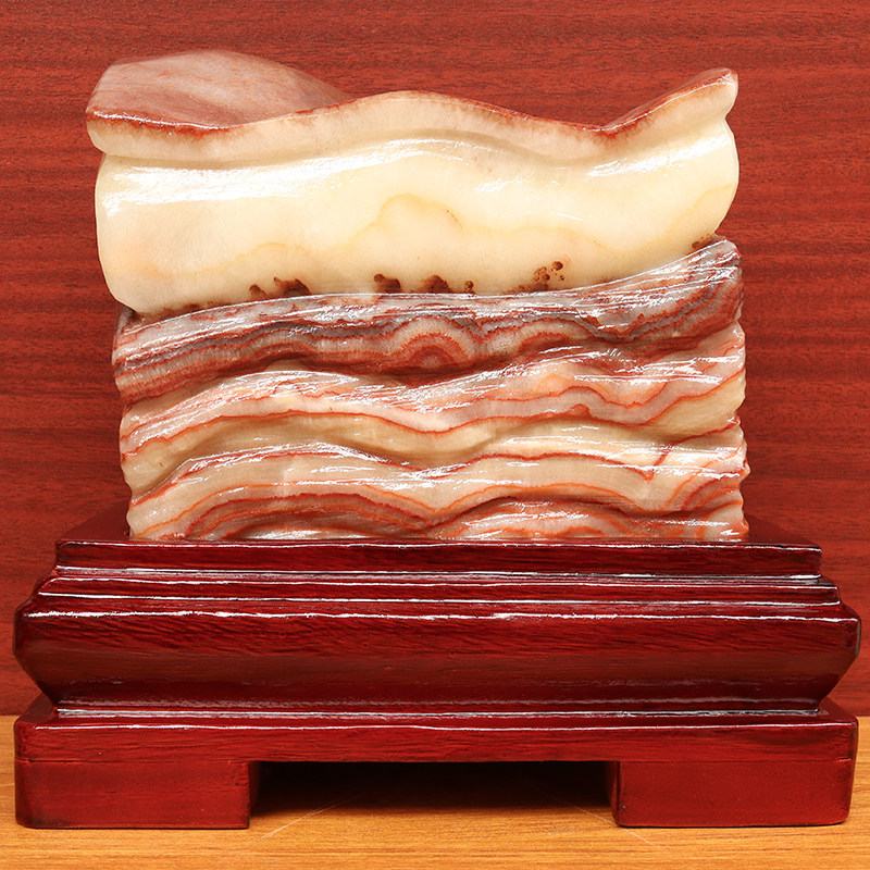 天然石材奇石摆件猪肉石五花肉桌面装饰雕刻石21*19*8cm5565g摆件