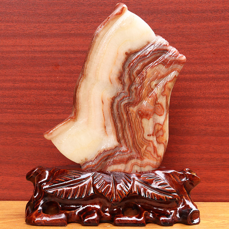 天然石材奇石摆件猪肉石五花肉桌面装饰雕刻石17*22*2cm985g摆件