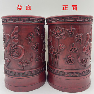 古玩复古立体笔桶文房四宝竹雕毛笔筒创意摆件学生桌面收纳盒礼品