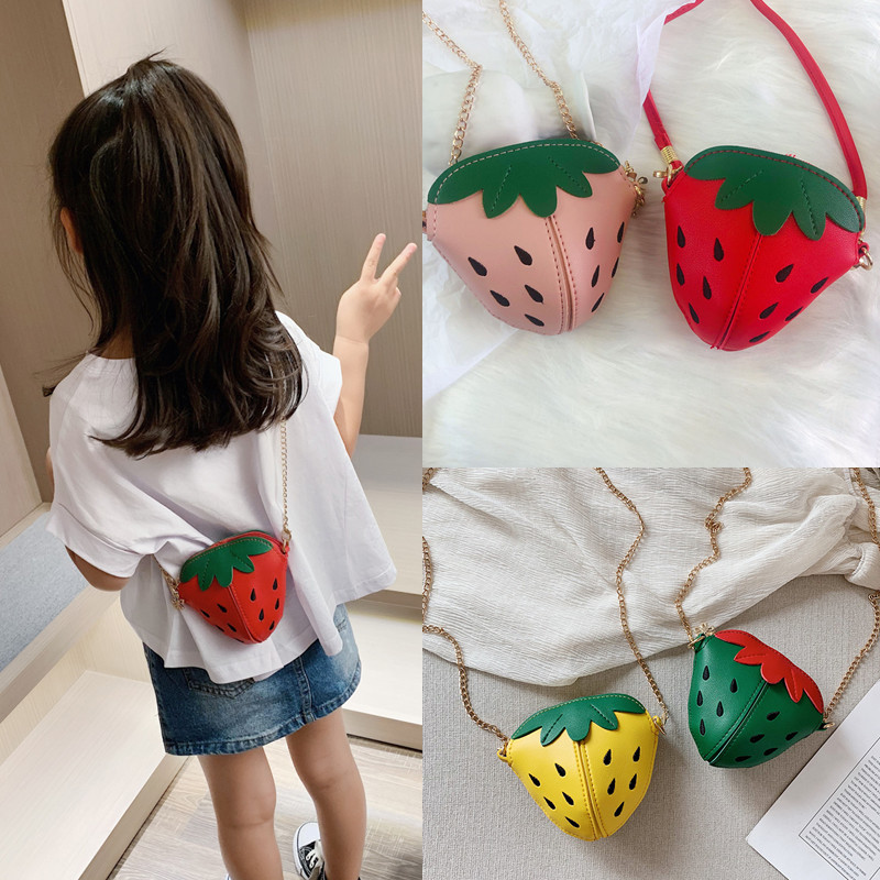儿童小包包草莓链条斜挎包宝宝可爱小女孩零钱包配饰水果单肩包潮
