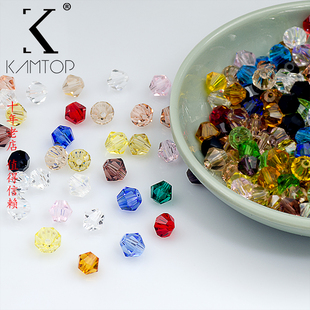 100颗 6mm压顶菱形珠发簪饰品材料玻璃水晶珠子diy手工串珠发簪珠