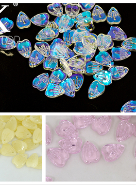 diy捷克花瓣汉服步摇头饰琉璃珠