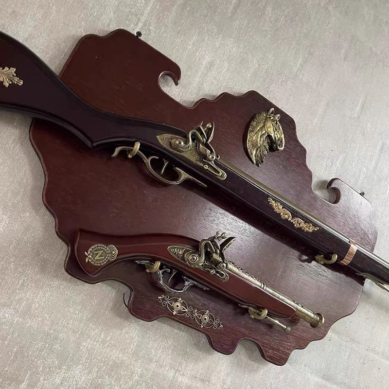 欧式挂墙装饰火枪挂件墙饰壁挂壁饰工艺品书房海盗墙壁复古枪模型