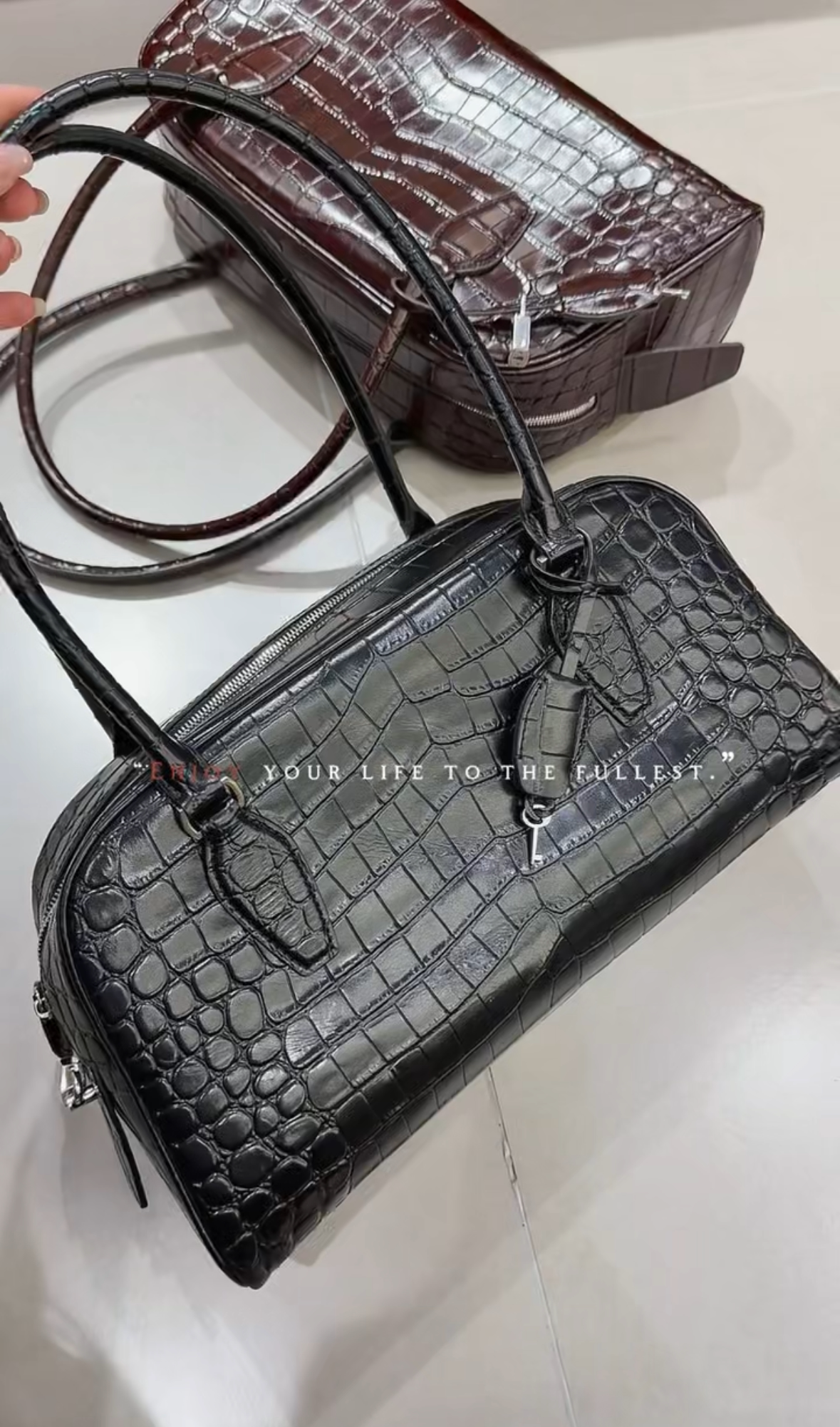 包包女2026新款秋冬真皮头层牛皮鳄鱼手提单肩腋下棒球包枕头包潮