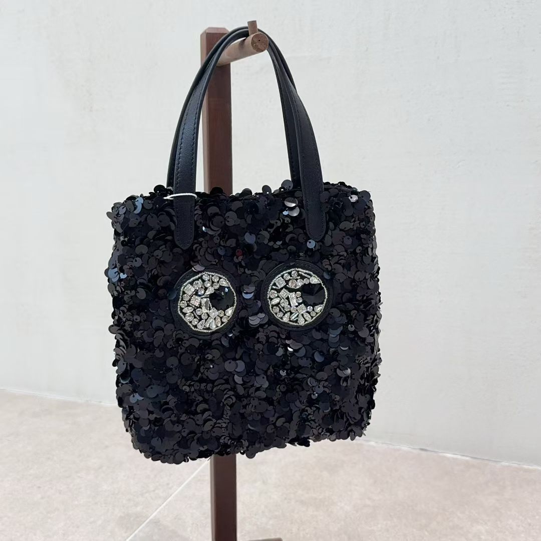 小众设计包包女2025新款秋冬亮片大眼睛手提单肩斜挎包钻石链条包