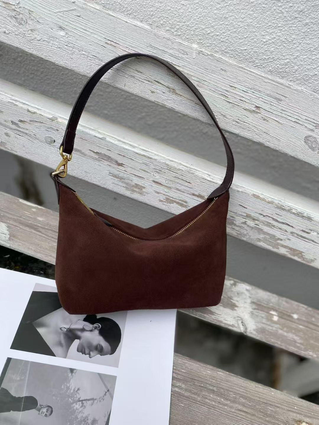 小众2025新款磨砂麂皮腋下包