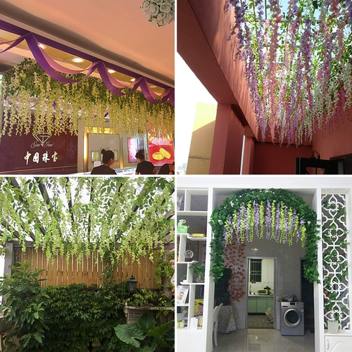 Вистерия и моделирование цветов поддельные цветы и виноградная лоза, запутанная потолочная гостиная.