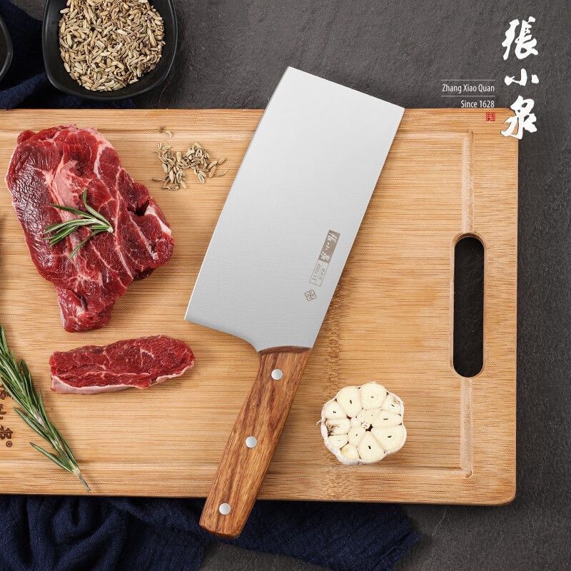 张小泉不锈钢菜刀实木手柄家用厨房锋利轻便刀具切片刀切肉刀