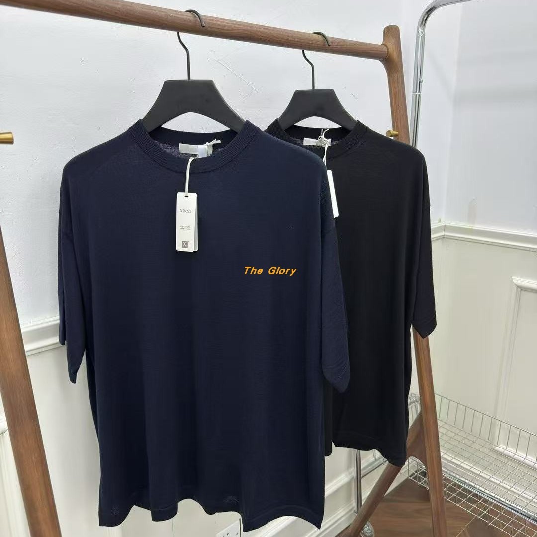 thumbnail for [Glory] in stock! Row style Dlomu New Australian Merino wool knit short sleeve unisex