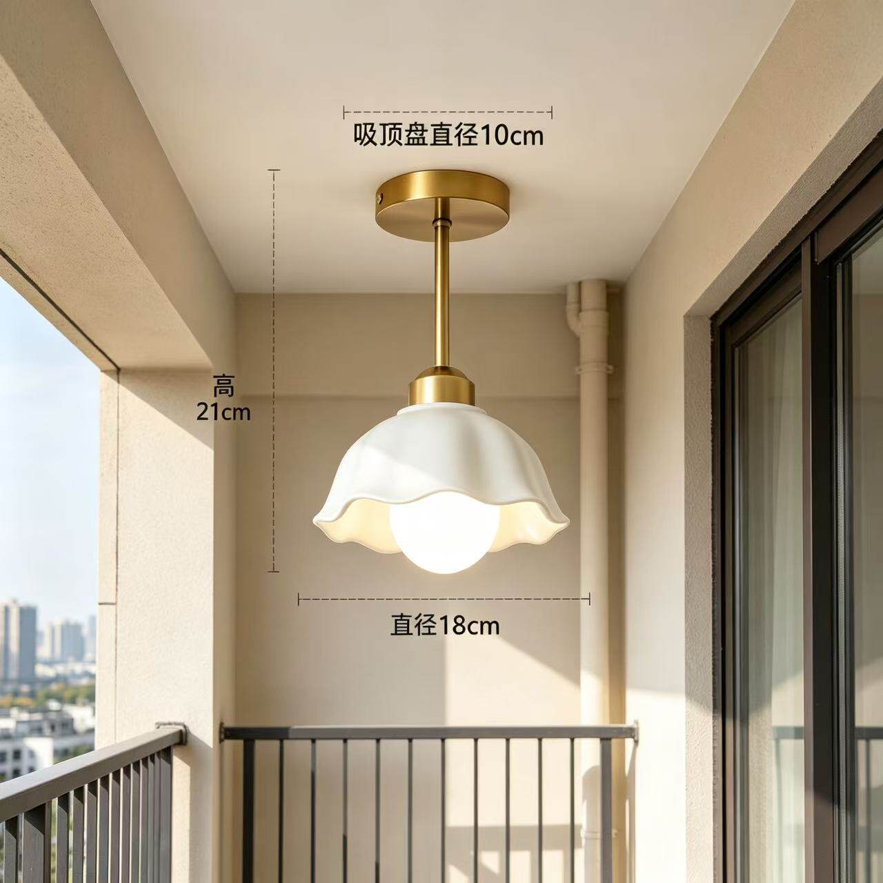 新款奶油风走廊吊灯陶瓷楼梯间吊灯阳台过道简约现代玄关灯入户灯图片