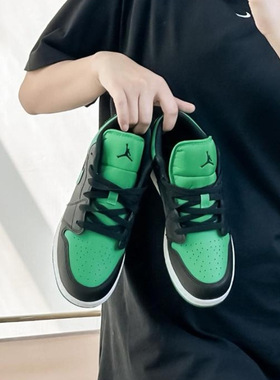 Air Jordan 1 Low AJ1 男女情侣黑绿低帮复古篮球鞋 553560-065