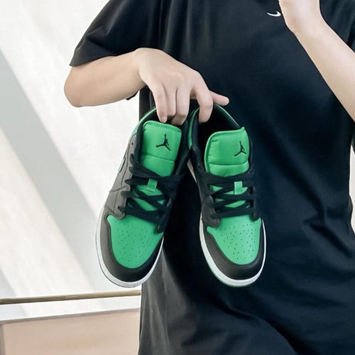 Air Jordan 1 Low AJ1 男女情侣黑绿低帮复古篮球鞋 553560-065
