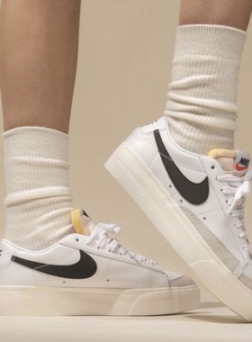 Nike Blazer Platform 女款黑白防滑耐磨透气低帮板鞋 DJ0292-101