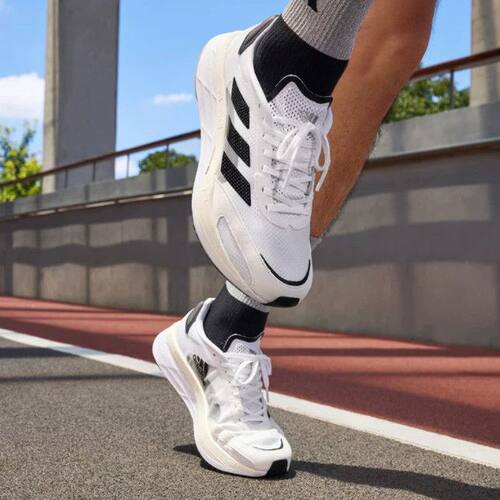 Adidas Adizero Boston 10男款白黑舒适百搭透气低帮跑步鞋GY0928