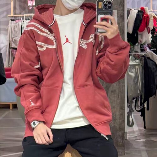 Jordan MVP FW24 男款红色舒适简约加绒保暖连帽夹克 HF9296-691